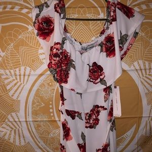 floral off the shoulder romper